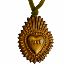 Small Love Sacred Heart Wall Decoration, Gold Tin