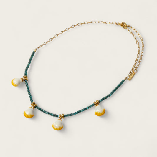 a handpainted porcelain shell necklace